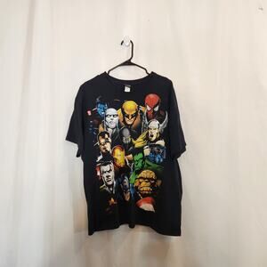 MAD ENGINE x MARVEL COMICS VTG Black Multi Large‎ Front Hit T Shirt Mens Large L